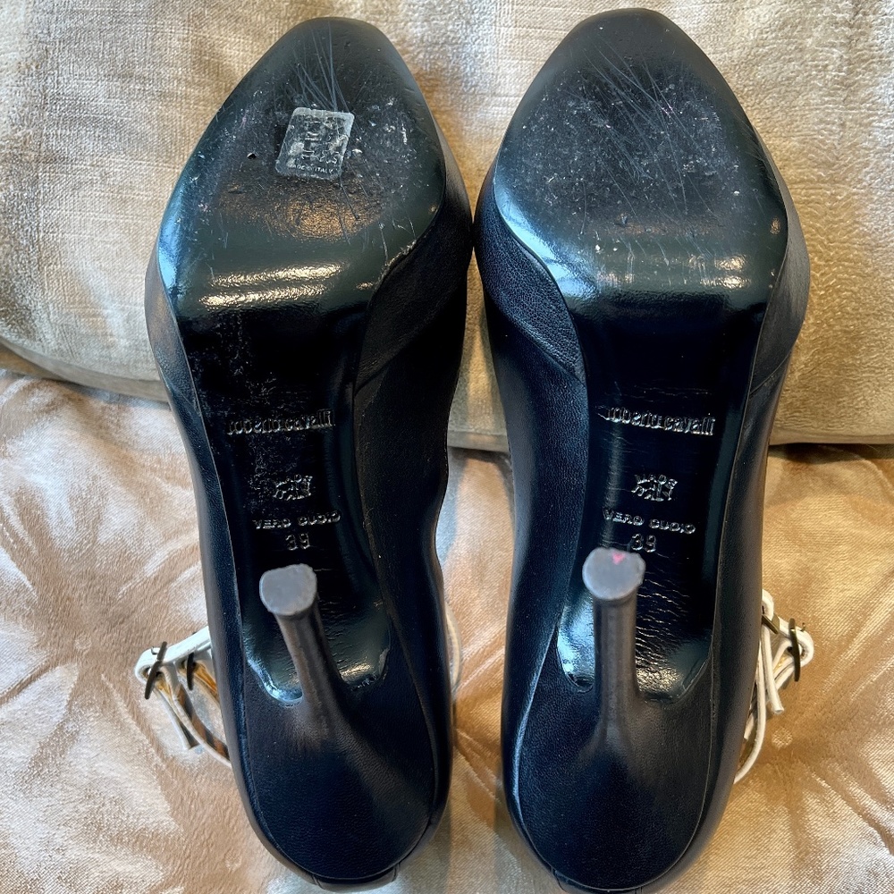 🖤Roberto Cavalli Black Stiletto Peep Toe Pump Heels 🖤 - Picture 6 of 9